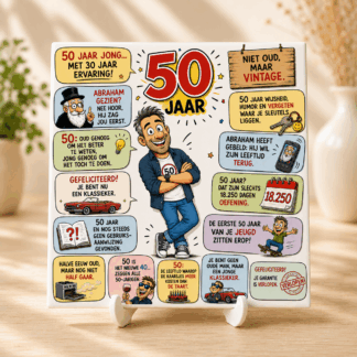 50jaar Man comic Tegeltje - 50 Jaar (Man)